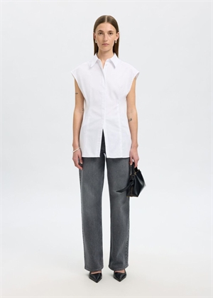 Fina slim ss skjorte Bright White Selected Femme